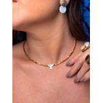 CHOKER CANUTILHOS E ESPÍRITO SANTO MADREPÉROLA BANHADO A OURO 