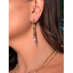 BRINCO ARGOLA PINGENTE CHAPINHAS E PÉROLA BANHADO A OURO