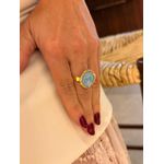 ANEL REGULÁVEL RESINADO AZUL BANHADO A OURO