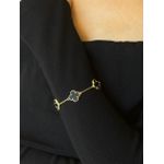 PULSEIRA TREVOS RESINADOS PRETO BANHADO A OURO