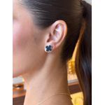 BRINCO TREVO RESINADO PRETO BANHADO A OURO