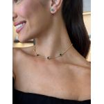 CHOKER TREVINHOS RESINADOS PRETO BANHADA A OURO