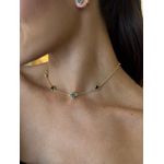 CHOKER TREVINHOS RESINADOS PRETO BANHADA A OURO