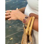 BRACELETE CHAPAS RESINADO MARROM BANHADO A OURO