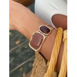 BRACELETE CHAPAS RESINADO MARROM BANHADO A OURO