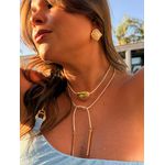 CORDÃO COURINHO NUDE E PINGENTE ABAULADO BANHADO A OURO