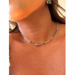 COLAR CRISTAIS AMAZONITA E ROSALITA BANHADA A OURO