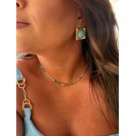 COLAR CRISTAIS AMAZONITA E ROSALITA BANHADA A OURO