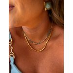 COLAR CRISTAIS AMAZONITA E ROSALITA BANHADA A OURO