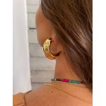 BRINCO NEW ARGOLA PLISSADA BANHADA A OURO 