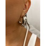 BRINCO NEW ARGOLA PLISSADA BANHADA A RÓDIO BRANCO