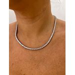 CHOKER RIVIERA TRES PONTOS 3MM CRISTAL BANHADO A RODIO BRANCO
