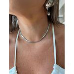 CHOKER FITA DETALHADA BANHADO A RÓDIO BRANCO