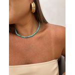 COLAR CRISTAIS TURQUESA BANHADO A OURO