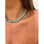 COLAR CRISTAIS TURQUESA BANHADO A OURO