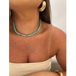 COLAR CRISTAIS TURQUESA BANHADO A OURO