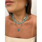 COLAR CRISTAIS TURQUESA BANHADO A OURO