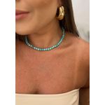 COLAR CRISTAIS TURQUESA BANHADO A OURO