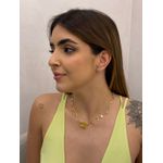 COLAR CRISTAIS E PINGENTE PEDRA AMARELA BANHADO A OURO