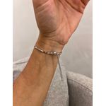 PULSEIRA CANUTILHOS E CORAÇÃO VERDE BANHADA A RÓDIO BRANCO