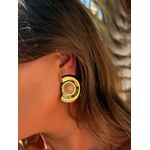 BRINCO CHAPA REDONDA RESINADA BANHADO A OURO