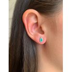 BRINCO MINI GOTINHA TURMALINA CRAVEJADA BANHADA A RÓDIO BRANCO