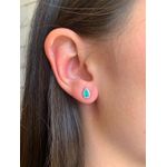 BRINCO MINI GOTINHA TURMALINA CRAVEJADA BANHADA A RÓDIO BRANCO