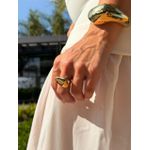 ANEL REGULÁVEL CHAPA ORGANICA LISA BANHADO A OURO 