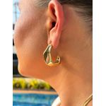 BRINCO MEIA ARGOLA ORGANIC BANHADO A OURO
