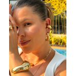 BRINCO MEIA ARGOLA ORGANIC BANHADO A OURO
