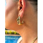 BRINCO MEIA ARGOLA ORGANIC BANHADO A OURO