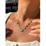 COLAR MEDALHAS E RESINADO VERDE ÁGUA BANHADO A OURO