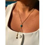 COLAR GRAVATINHA GOTINHA TURQUESA BANHADO A OURO