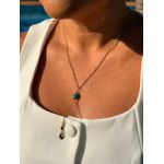 COLAR GRAVATINHA GOTINHA TURQUESA BANHADO A OURO
