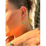 BRINCO ARGOLA PINGENTE TURQUESA BANHADO A OURO