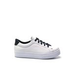 Tênis Feminino Casual De Amarrar 086 Napa Branca e Preta