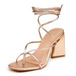 Sandália Feminina Salto Alto Triângulo 130510 Ellegance Cobre
