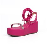 Sandália Feminina Salto Anabela Com Strass 170418 Napa Pink