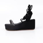 Sandália Feminina Salto Anabela Com Strass 170418 Napa Preta
