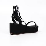Sandália Feminina Salto Anabela Com Strass 170418 Napa Preta