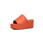 Tamanco Feminino Anabela Salto Médio 170419 Napa Laranja