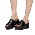 Tamanco Feminino Anabela Salto Médio 170419 Napa Preta