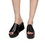 Tamanco Feminino Anabela Salto Médio 170419 Napa Preta