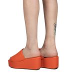 Tamanco Feminino Anabela Salto Médio 170419 Napa Laranja