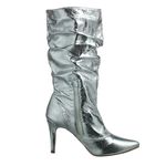 Bota Feminina Cano Médio Slouchy 1714 Cristal Prata