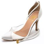 Sapato Feminino Scarpin Com Vinil 1719 Napa Branca