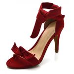 Sandália Feminina Salto Fino Com Fita 1731 Nobucado Vermelho