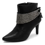 Bota Feminina Cano Curto Com Strass 1759 Nobucado Preto