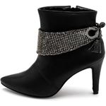Bota Feminina Cano Curto Com Strass 1759 Nobucado Preto