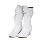 Bota Feminina Slouchy Salto Grosso 1814 Napa Off White